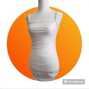 YMDUCH Women's Sexy Bodycon Party Dresses Spaghetti Strap Ruched Mini Club Dress